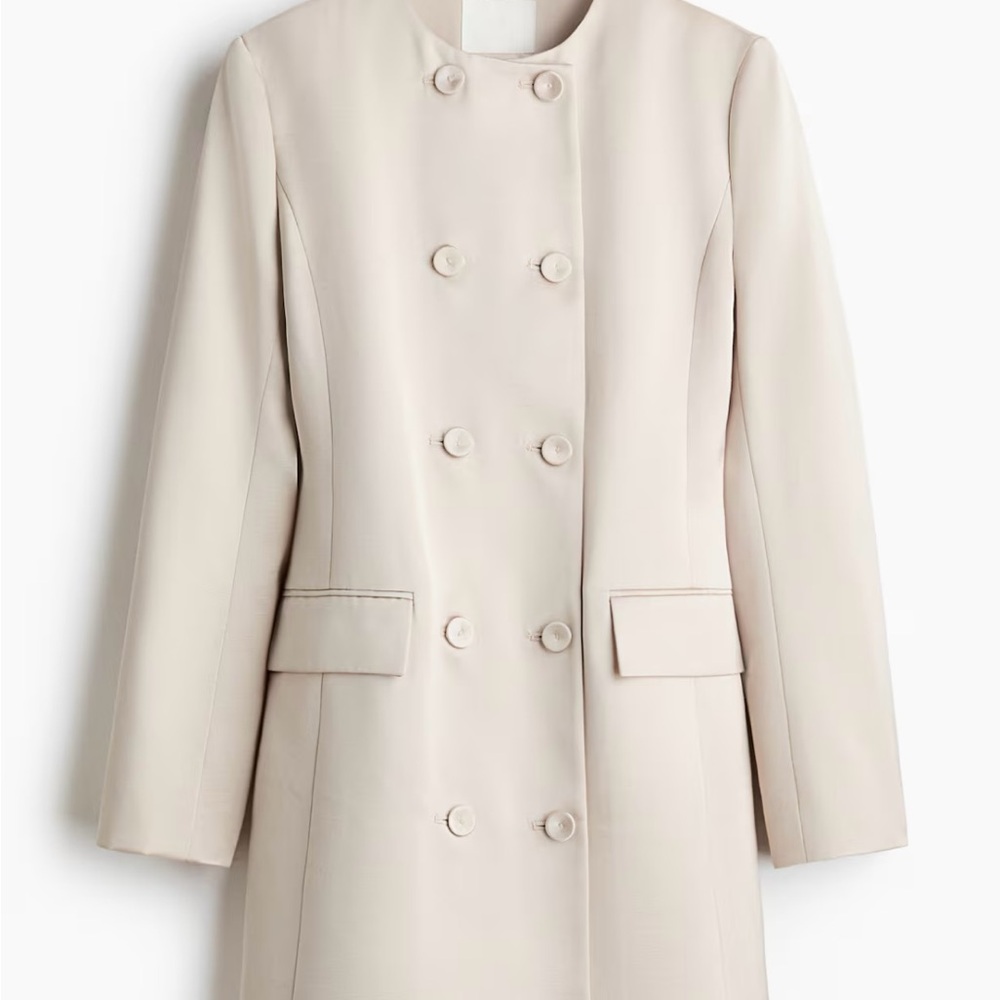 H&M Cream Double-Breasted Jacket Dress